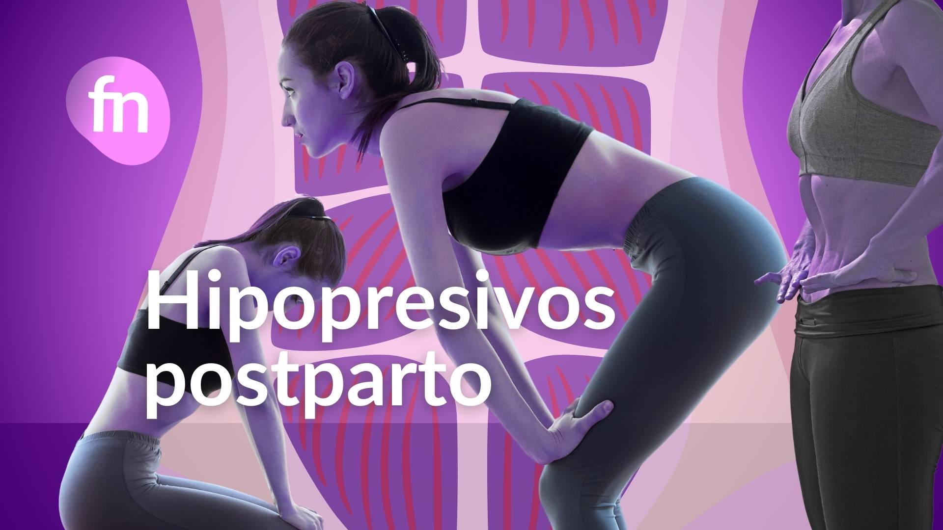 Hipopresivos postparto recuperación abdominal y suelo pélvico Ilustración de mujer en posición de hipopresivo postparto, con fondo suave y estilo divulgativo