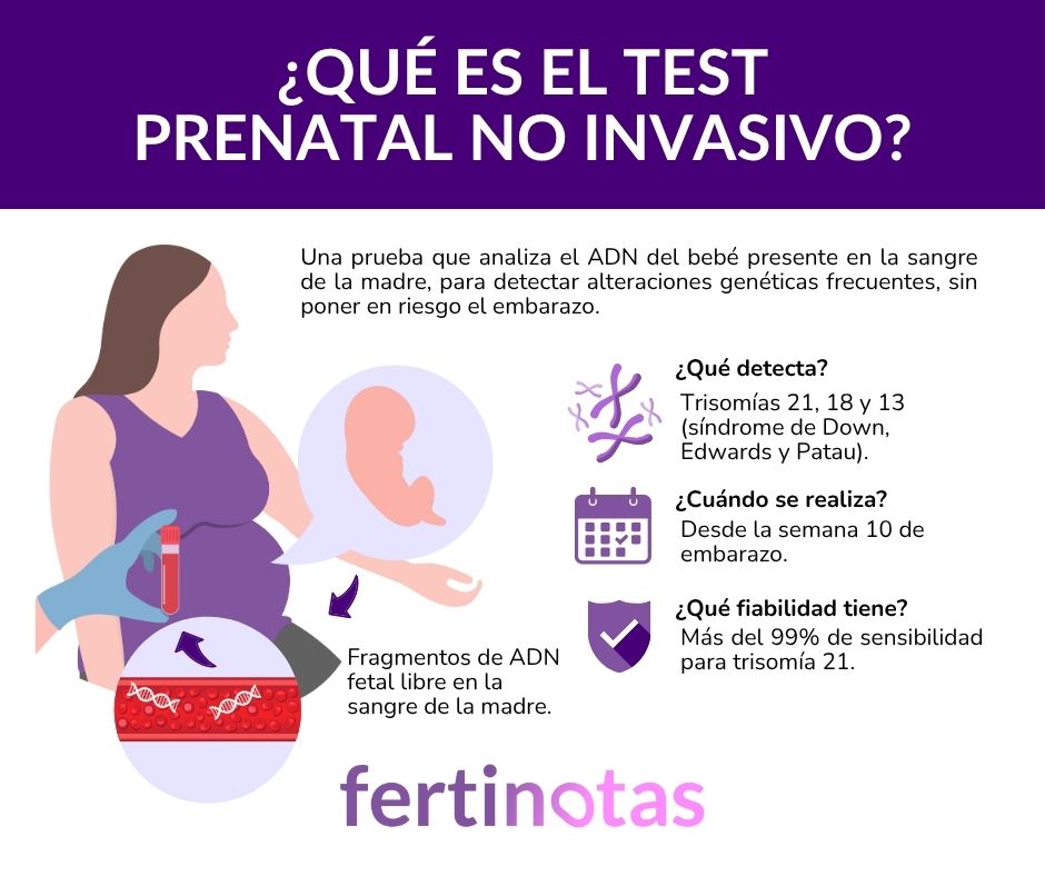 que es un test prenatal no invasivo Infografía explicativa sobre qué detecta el Test Prenatal No Invasivo y cómo se realiza