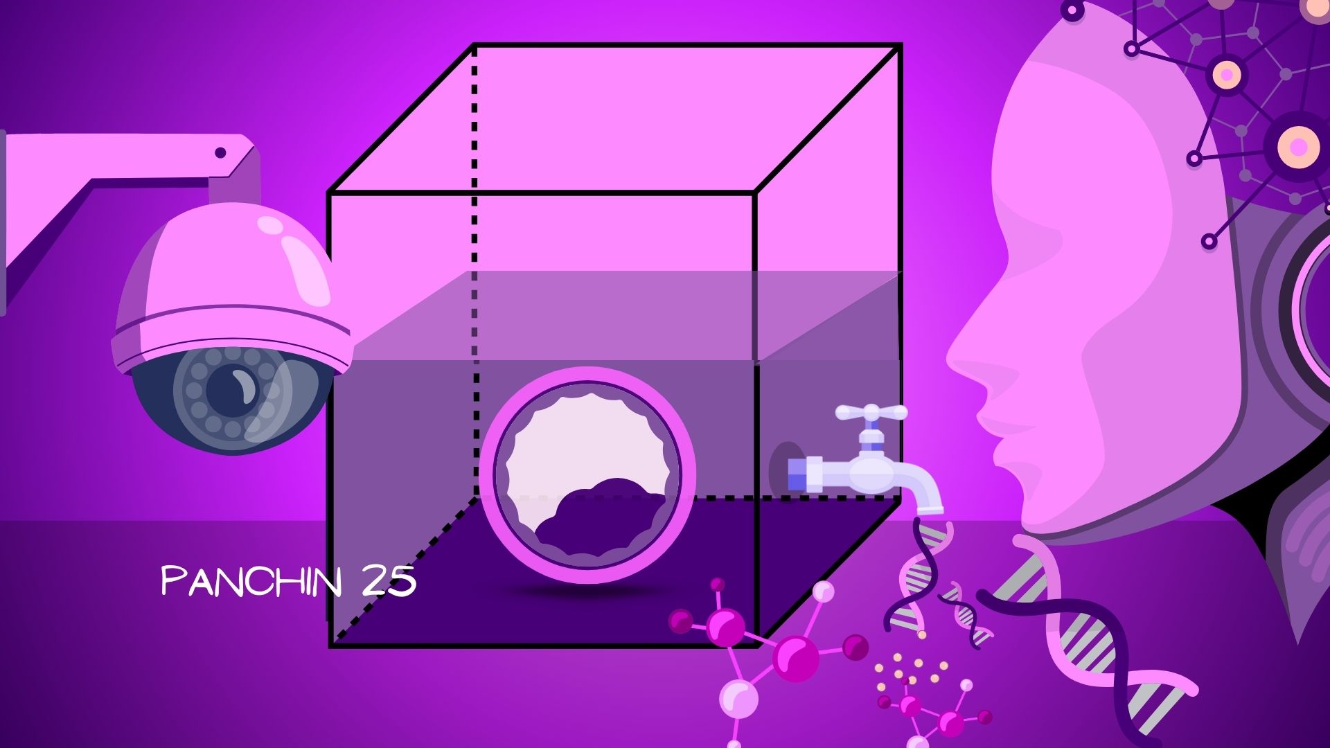 Representación conceptual de un blastocisto en cultivo siendo analizado por inteligencia artificial, con visualización simbólica de ADN libre y señales metabólicas.