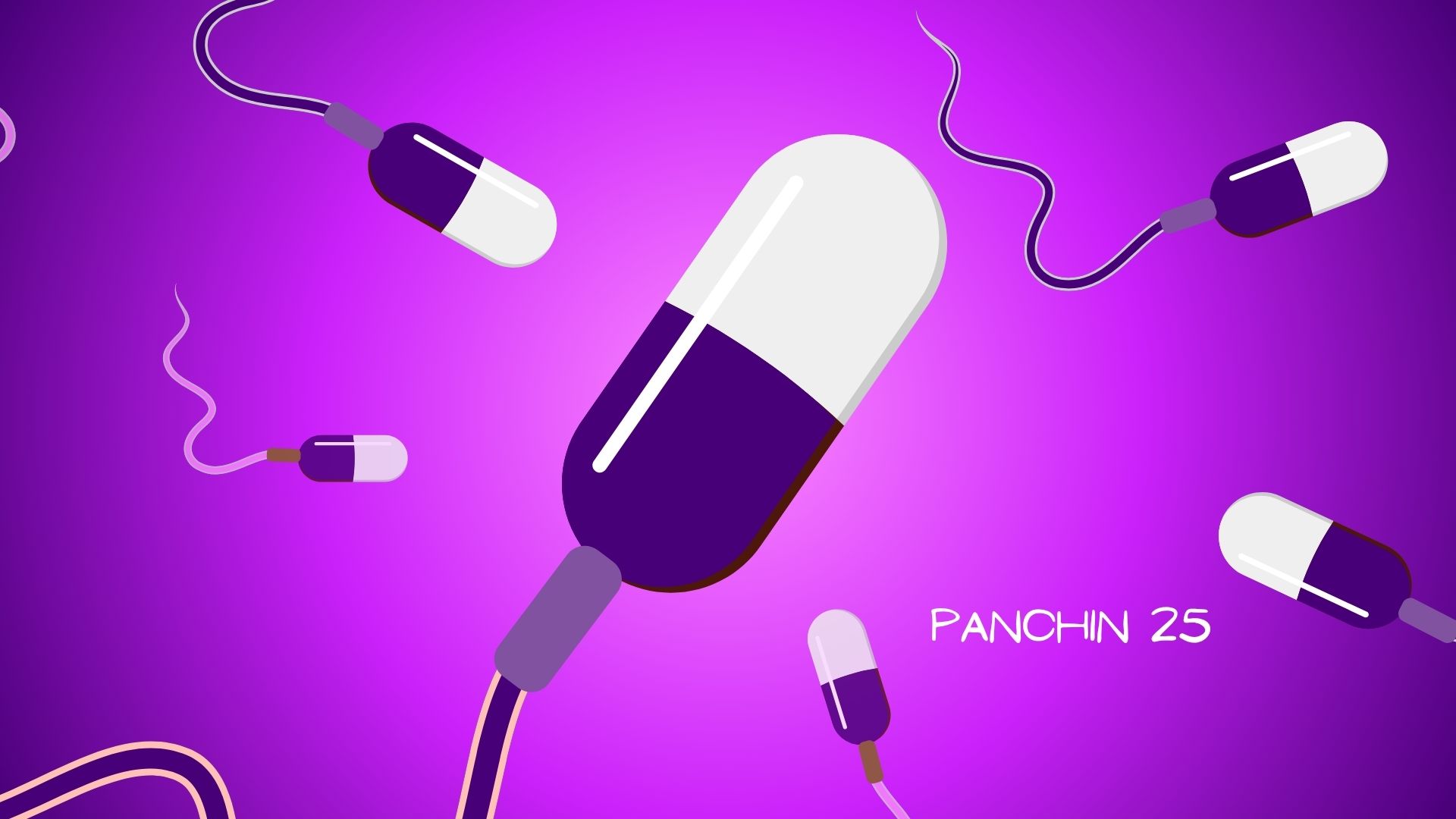 Cápsulas de suplementos formando espermatozoides en movimiento, metáfora de fertilidad masculina