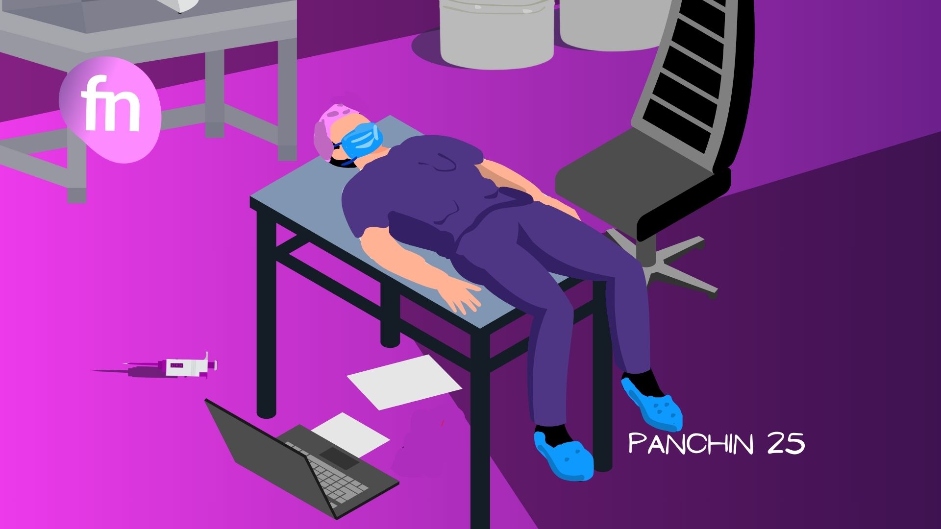 Burnout y agotamiento laboral en embriología Embriólogo agotado en laboratorio de fecundación in vitro, simbolizando el burnout y el agotamiento laboral en embriología.
