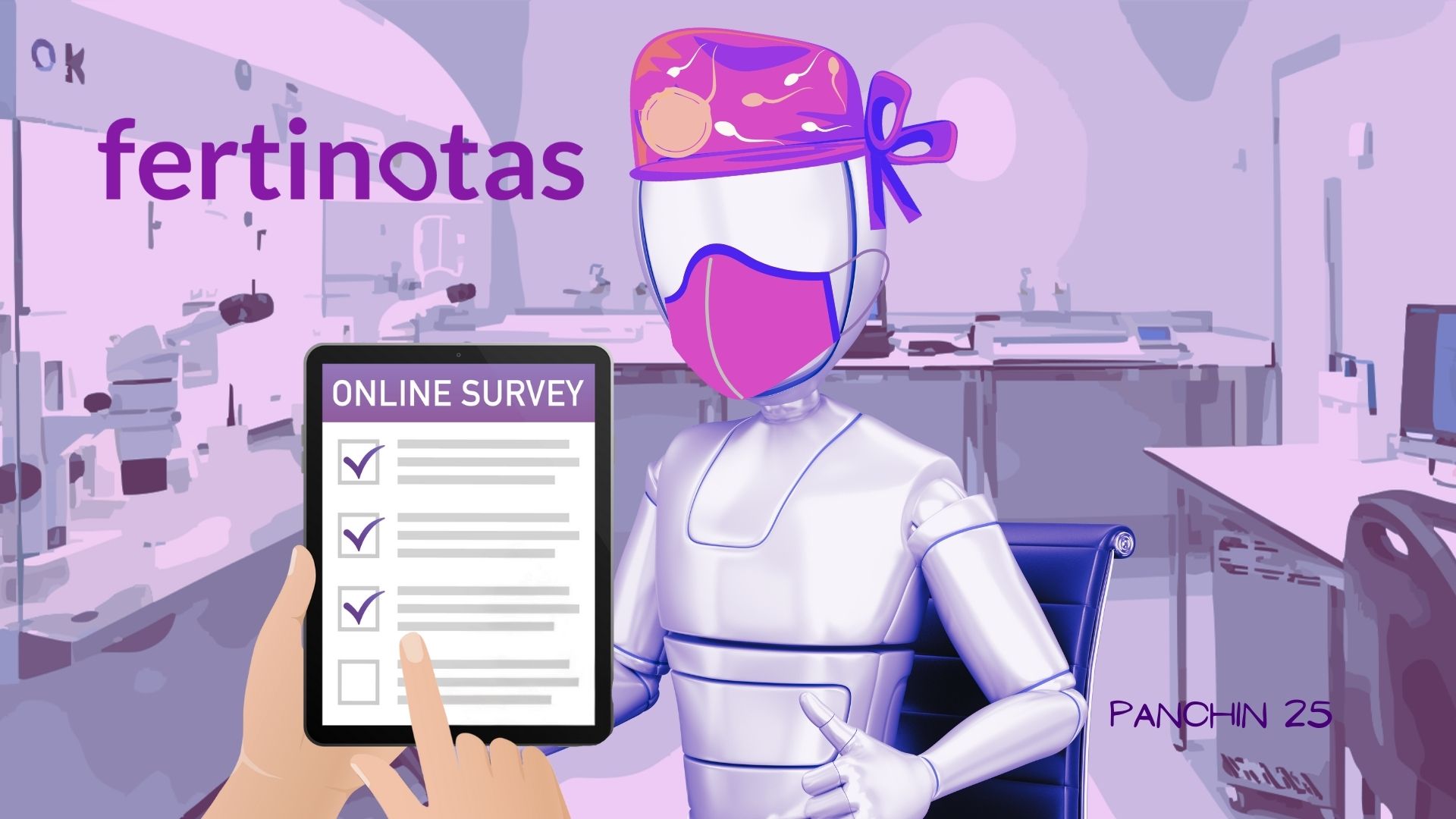 inteligencia artificial en FIV opinan los embriólogos Humanoide que representa la inteligencia artificial vestido como embriólogo en un laboratorio de FIV