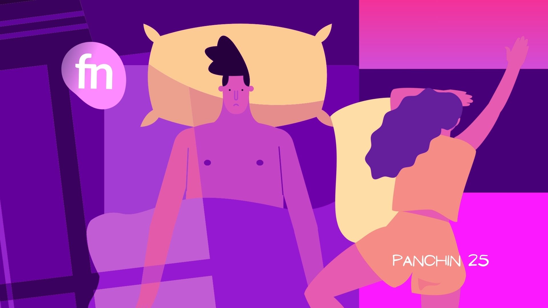 ritmo de sueño y fertilidad Pareja en la cama con ritmos de sueño diferentes, relacionado con infertilidad