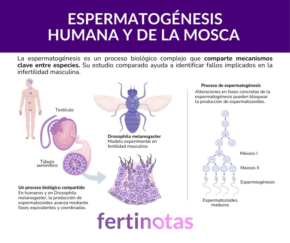 Comparación de la espermatogénesis humana y de la mosca de la fruta como modelo de fertilidad masculina