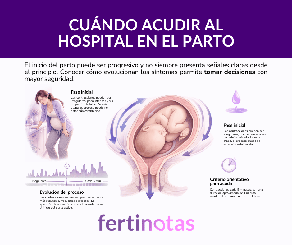 Infografía sobre cuándo acudir al hospital durante el parto
