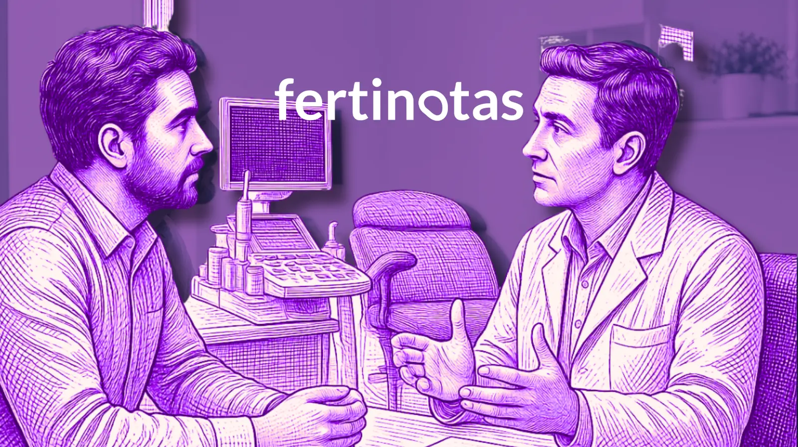 Paciente masculino conversando con un médico especialista en fertilidad durante una consulta para evaluar su salud reproductiva.